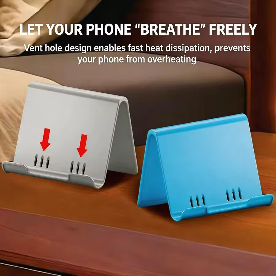 Adjustable Phone Stand for Desk, Foldable Portable Cell Phone Holder, Universal Desktop Mobile Phone Stand for iPhone & Samsung, view 4