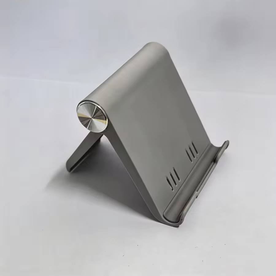 Adjustable Phone Stand for Desk, Foldable Portable Cell Phone Holder, Universal Desktop Mobile Phone Stand for iPhone & Samsung in Gray