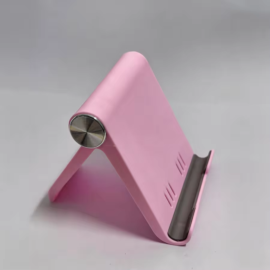 Adjustable Phone Stand for Desk, Foldable Portable Cell Phone Holder, Universal Desktop Mobile Phone Stand for iPhone & Samsung in Pink