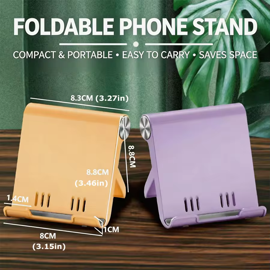 Adjustable Phone Stand for Desk, Foldable Portable Cell Phone Holder, Universal Desktop Mobile Phone Stand for iPhone & Samsung, view 6