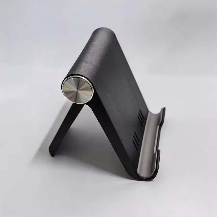 Adjustable Phone Stand for Desk, Foldable Portable Cell Phone Holder, Universal Desktop Mobile Phone Stand for iPhone & Samsung in Black