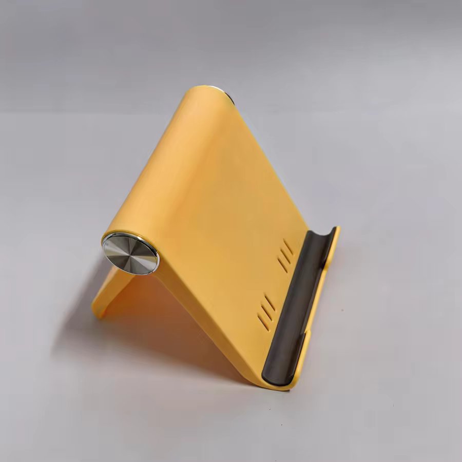 Adjustable Phone Stand for Desk, Foldable Portable Cell Phone Holder, Universal Desktop Mobile Phone Stand for iPhone & Samsung in Yellow