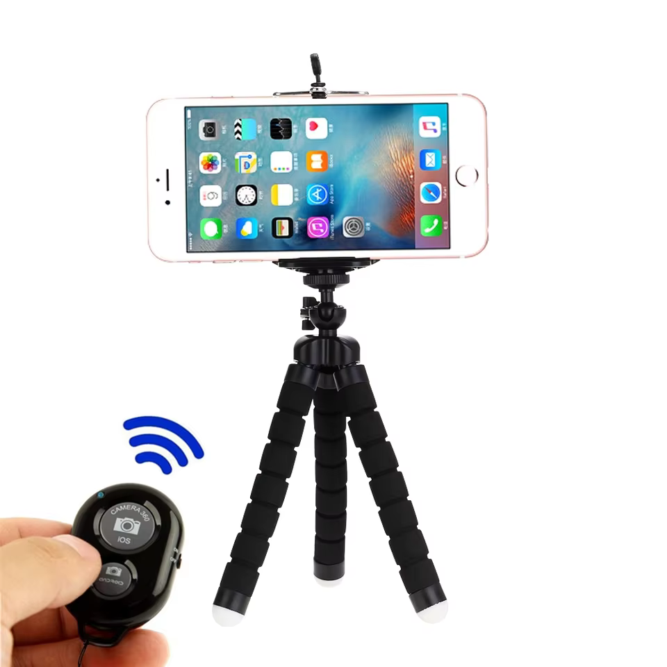 Adjustable Phone Tripod with Bluetooth Remote and Universal Phone Holder, view 9