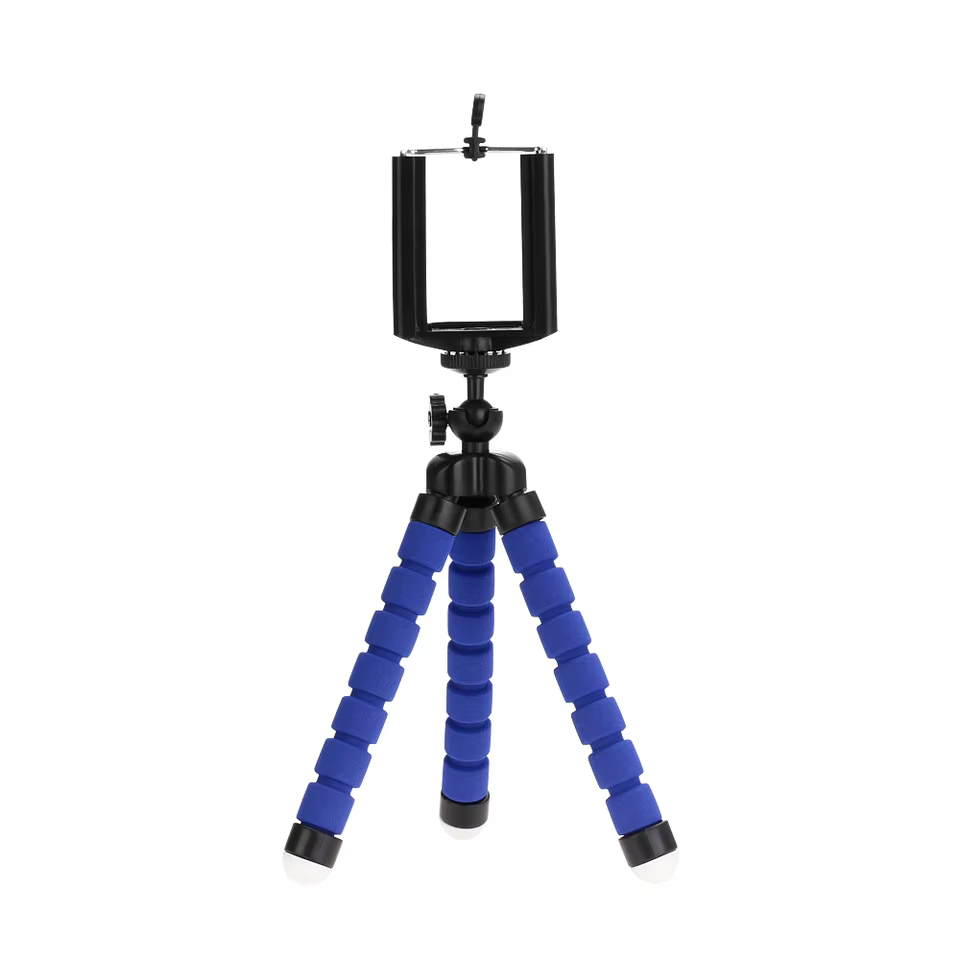 Adjustable Phone Tripod with Bluetooth Remote and Universal Phone Holder in Blue Tripod