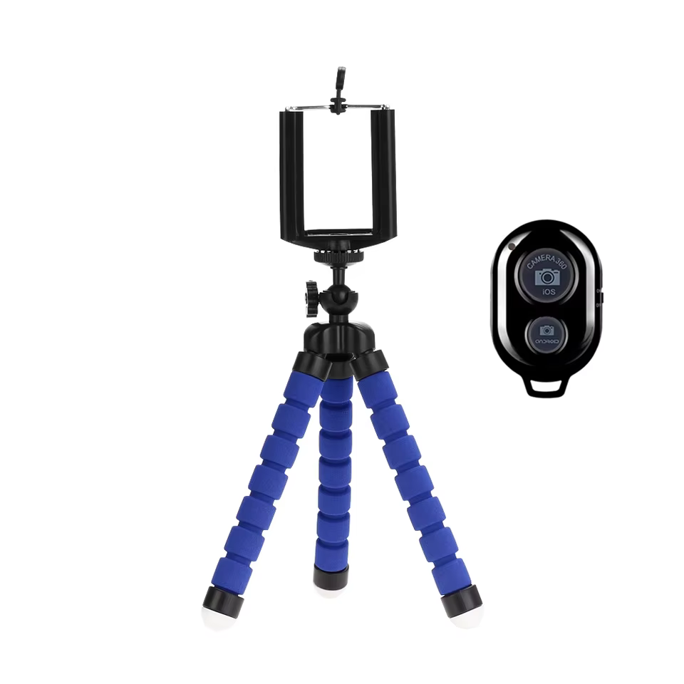 Adjustable Phone Tripod with Bluetooth Remote and Universal Phone Holder in Remote BlueT