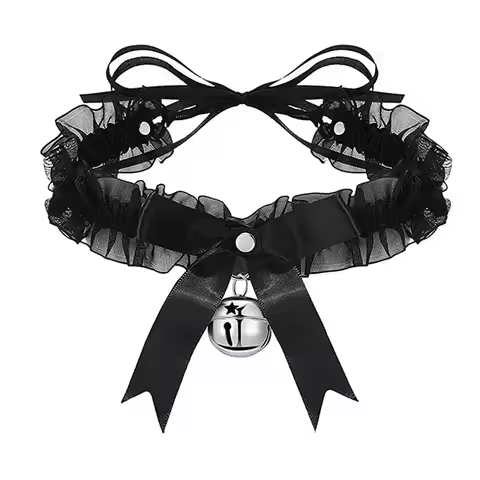 Bow Knot Bell Choker Necklace - Classic Close-Fitting Aesthetic Lace Necklace for Everyday Style Black