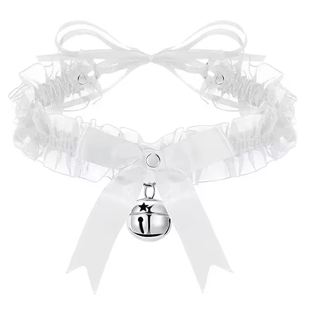 Bow Knot Bell Choker Necklace - Classic Close-Fitting Aesthetic Lace Necklace for Everyday Style in White