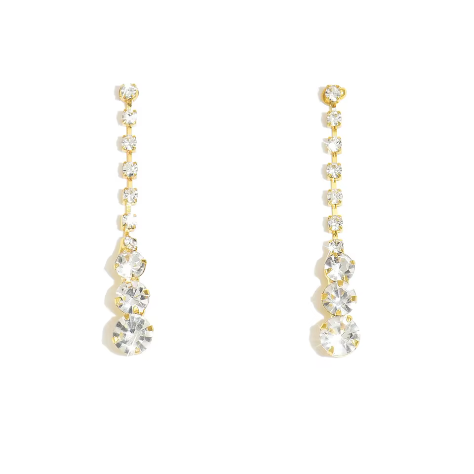 Buy Exquisite Sparkling Stud Earrings for Daily Wear and Special Occasions in Gold-color, view 3