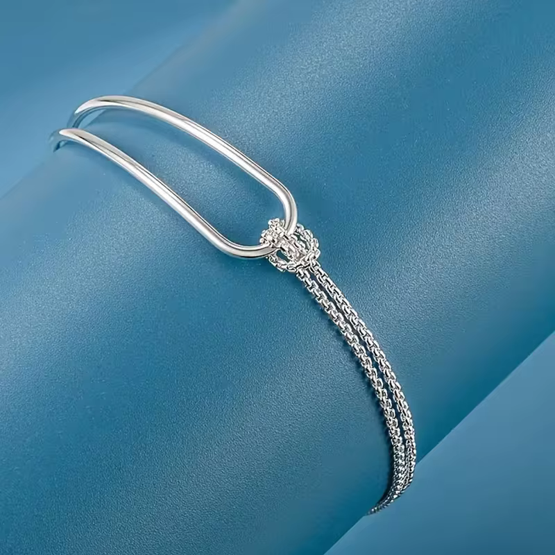 Charm Bracelets for Women - Silver Tone Chain Link Charm Bracelet for Charms in WHITE, view 3