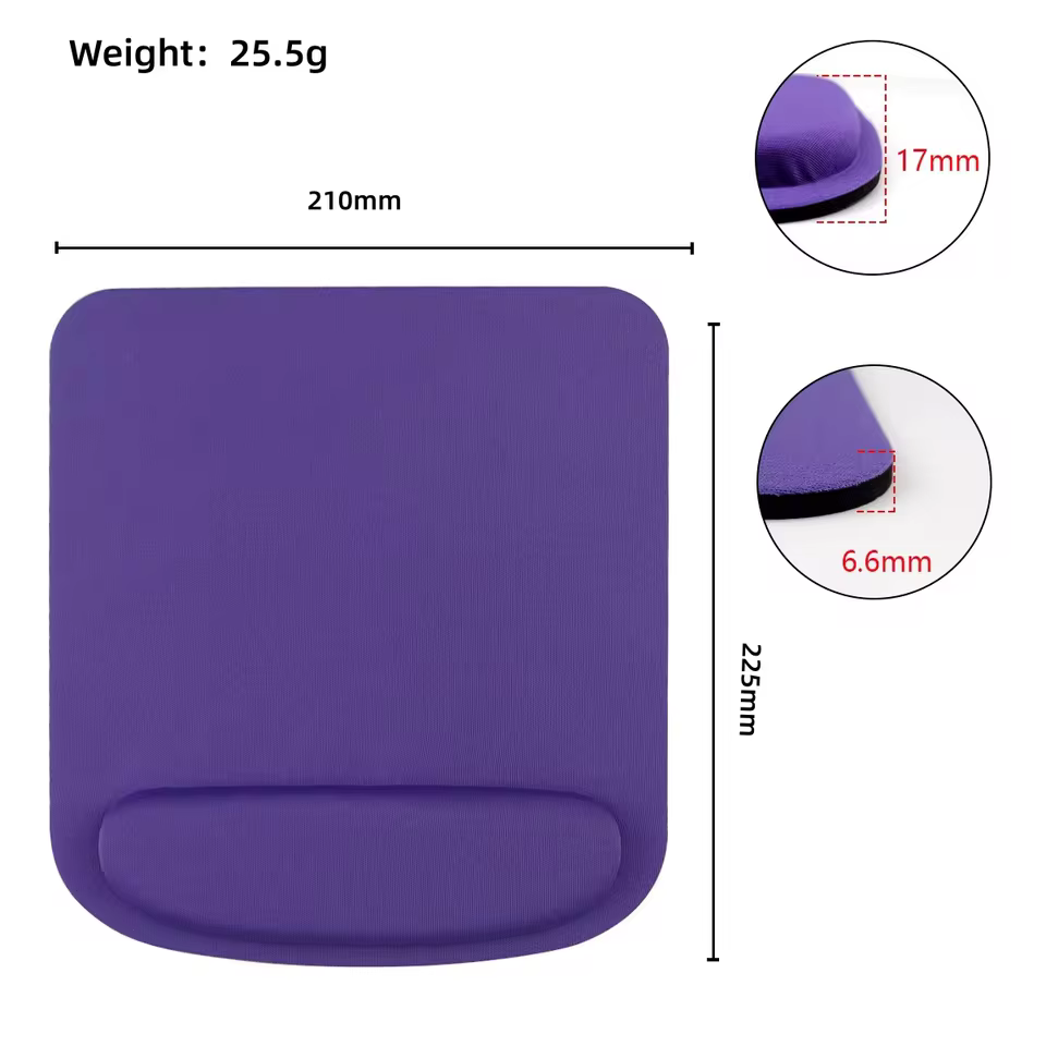 Classic Black Mouse Pad with Non-Slip Rubber Base for Home and Office Desk in Purple