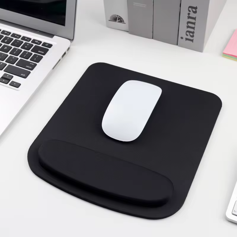 Classic Black Mouse Pad with Non-Slip Rubber Base for Home and Office Desk in Black, view 2