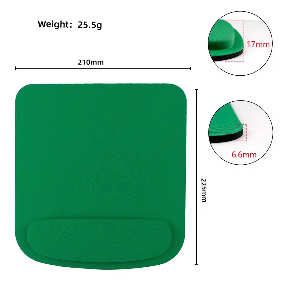 Classic Black Mouse Pad with Non-Slip Rubber Base for Home and Office Desk in Green