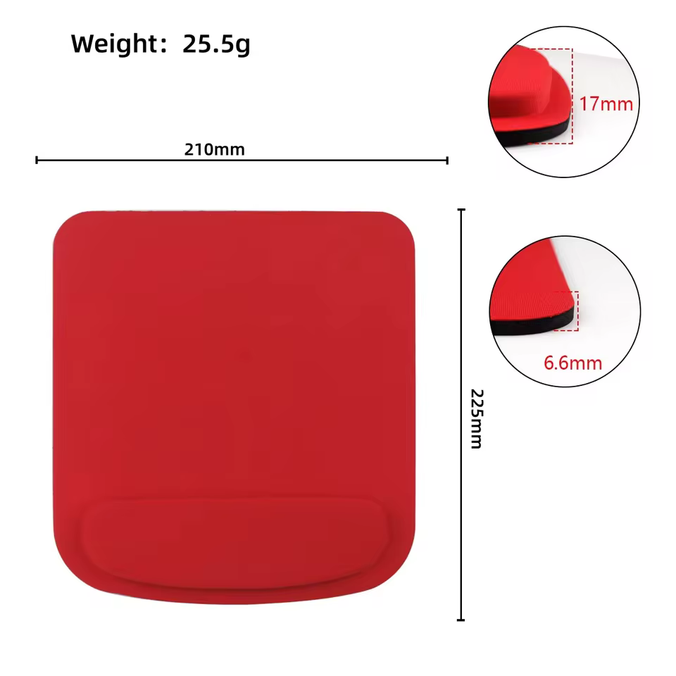 Classic Black Mouse Pad with Non-Slip Rubber Base for Home and Office Desk in Red