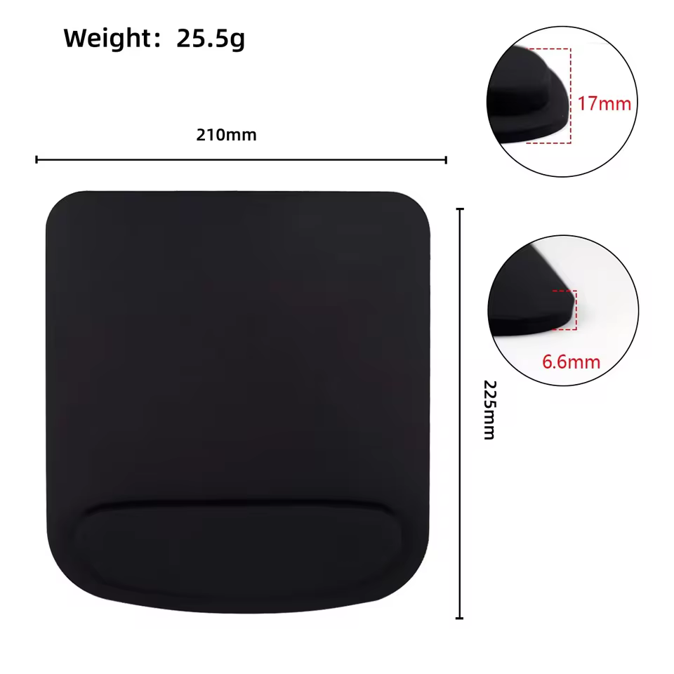 Classic Black Mouse Pad with Non-Slip Rubber Base for Home and Office Desk in Black, view 3