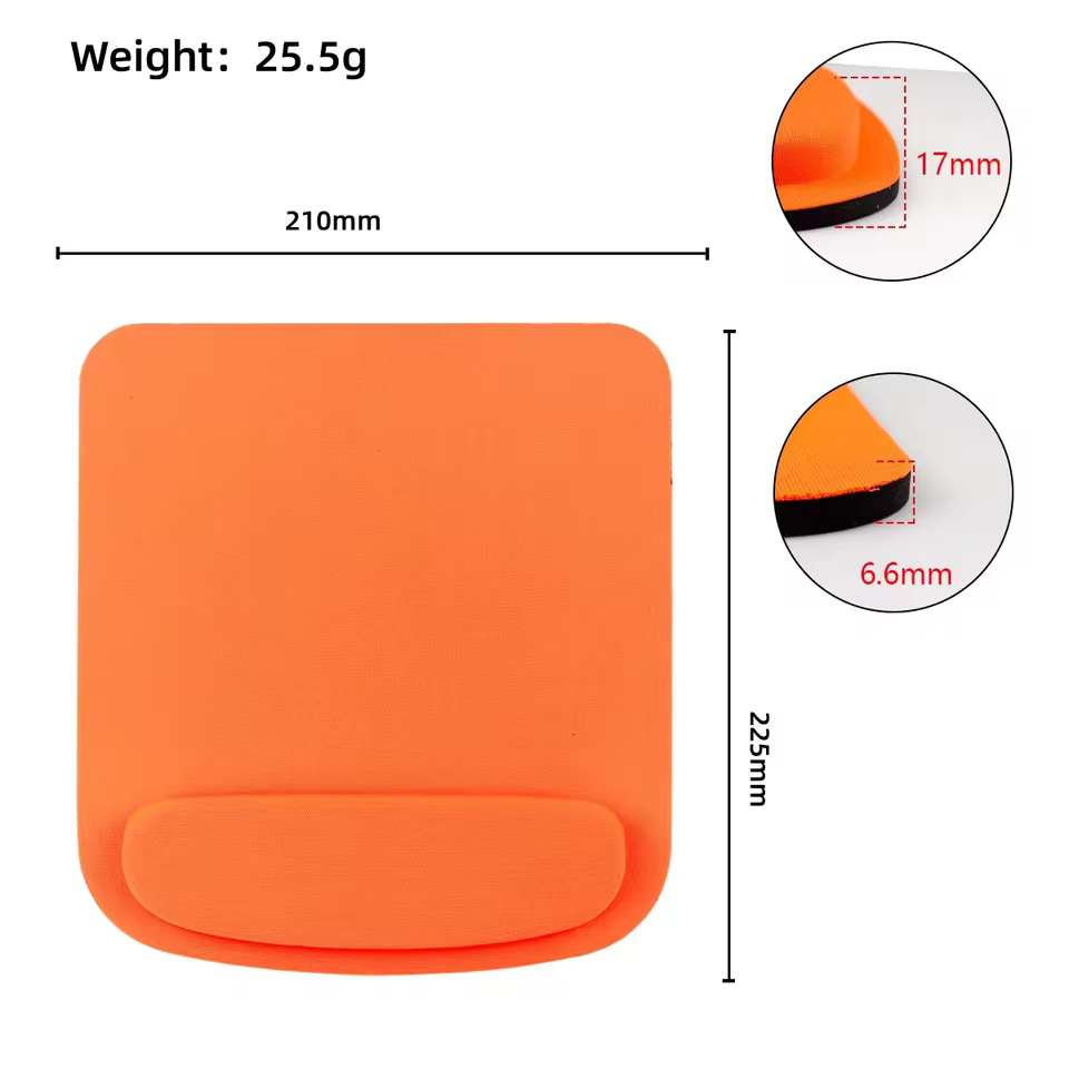 Classic Black Mouse Pad with Non-Slip Rubber Base for Home and Office Desk in Orange