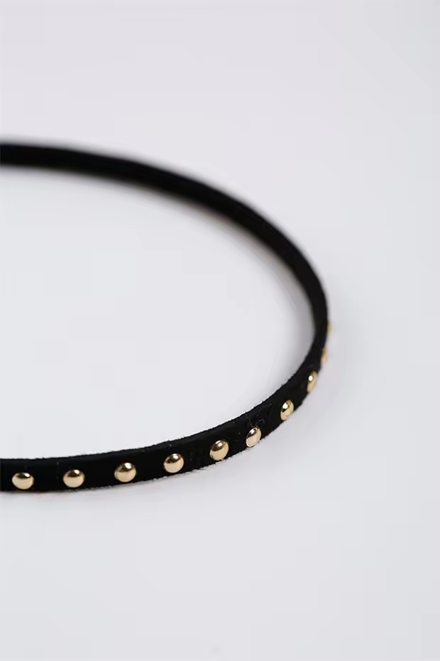 Classic Everyday Rivets Hot Nail Fender Necklace in Gold, view 8