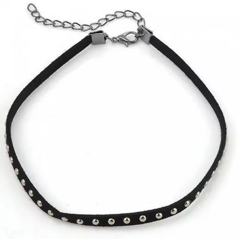 Classic Everyday Rivets Hot Nail Fender Necklace in silver, view 5