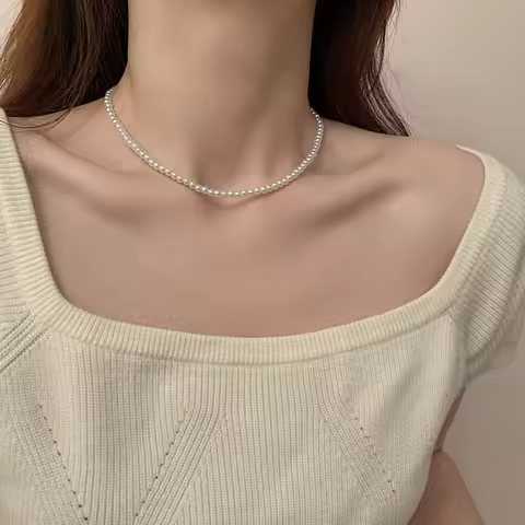 Classic Freshwater Cultured Pearl Necklace with Vintage Beads