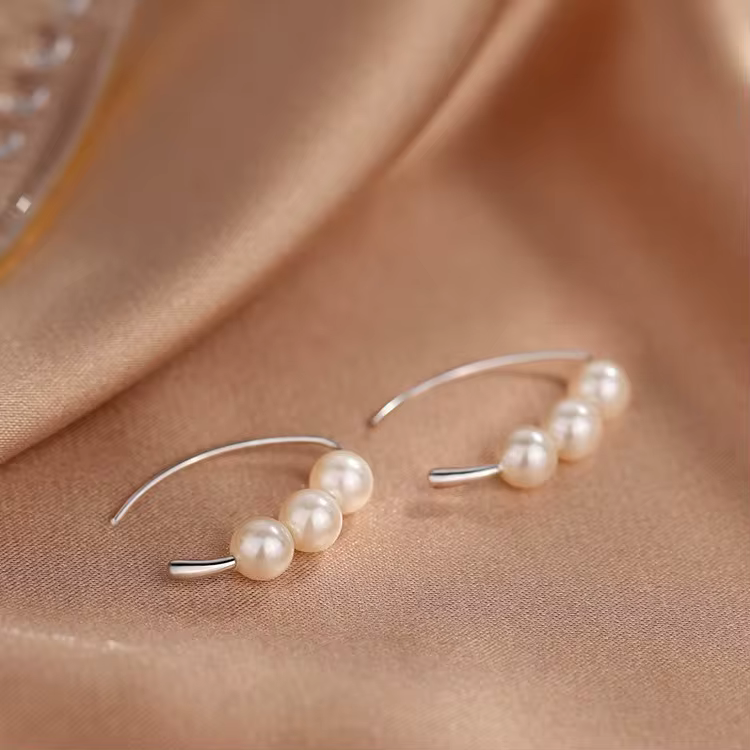 Classic Freshwater Pearl Stud Earrings with Sterling Silver Posts in Gold, view 3