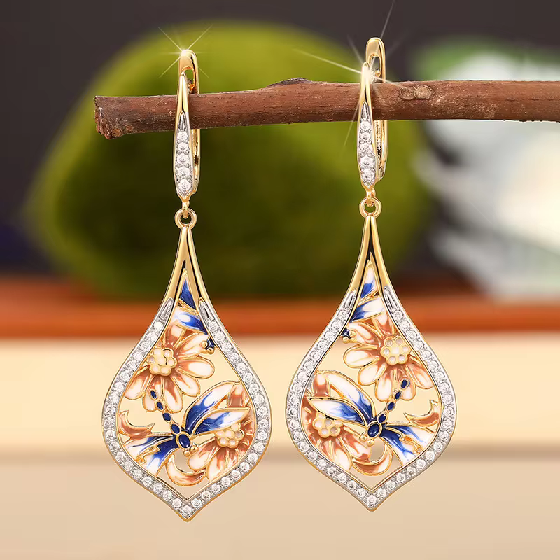 Classic Handmade Enamel Aesthetic Earrings for Women - Lightweight Versatile Elegant Jewellery in E4873