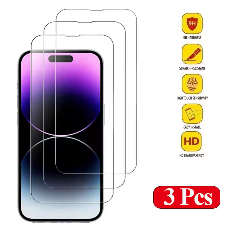 Clear iPhone Tempered Glass Screen Protector with Easy Align Frame in 3pcs