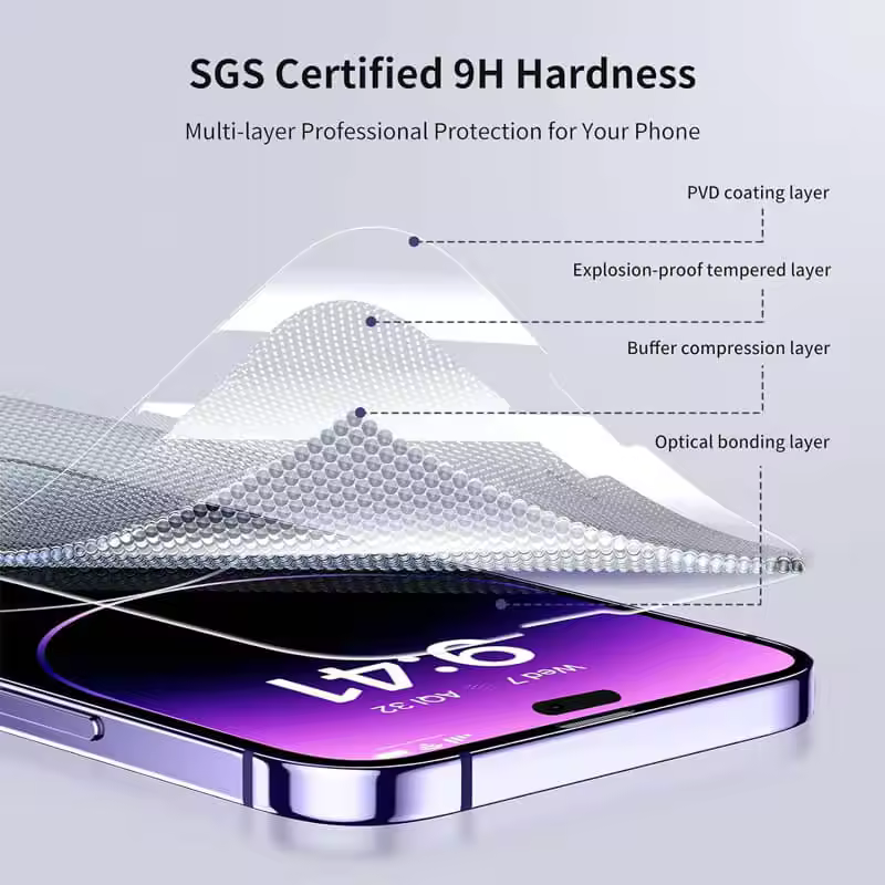 Clear iPhone Tempered Glass Screen Protector with Easy Align Frame, view 2