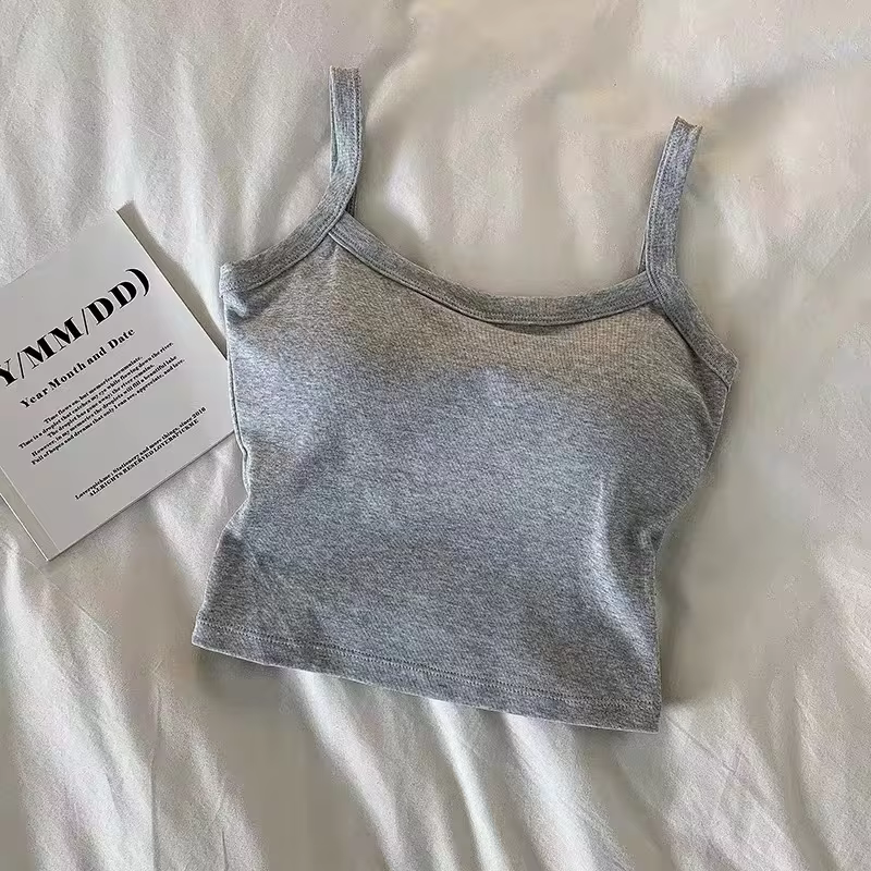 Crop Tops for Women - Fitted Everyday Short Sleeve Crewneck Top in grey