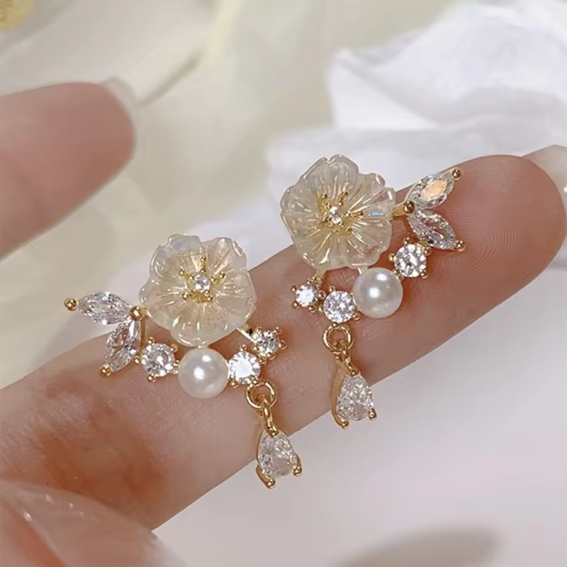 Ear Clips Flower Peach Heart Shaped Earrings , Comfortable and Secure Daily Wear in 03 clip on earrings