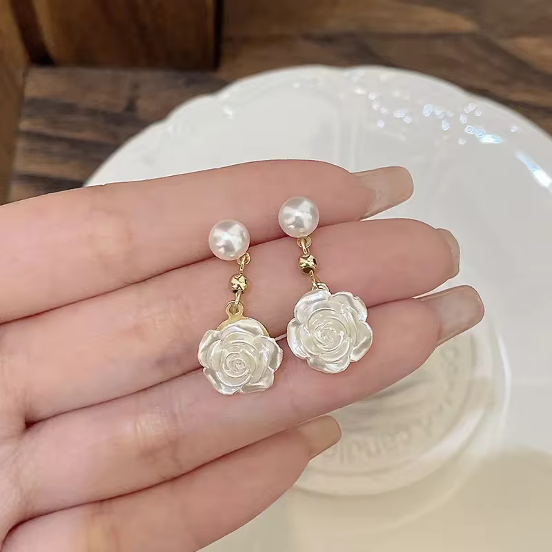 Ear Clips Flower Peach Heart Shaped Earrings , Comfortable and Secure Daily Wear in 07 clip on earrings