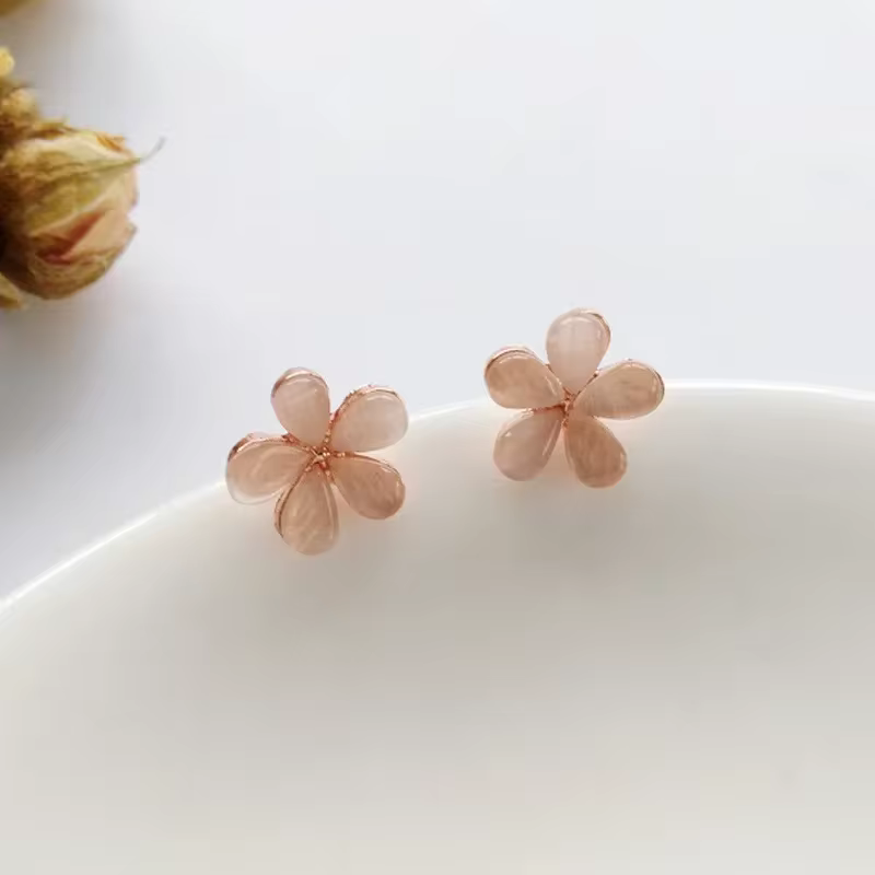 Ear Clips Flower Peach Heart Shaped Earrings , Comfortable and Secure Daily Wear in 25 clip on earrings