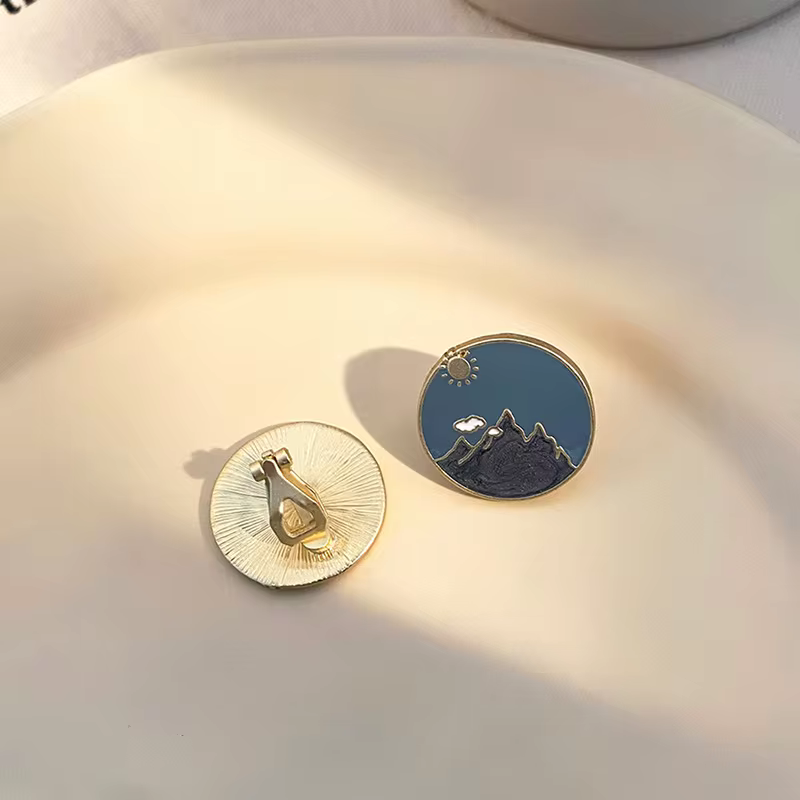 Ear Clips Flower Peach Heart Shaped Earrings , Comfortable and Secure Daily Wear, view 4