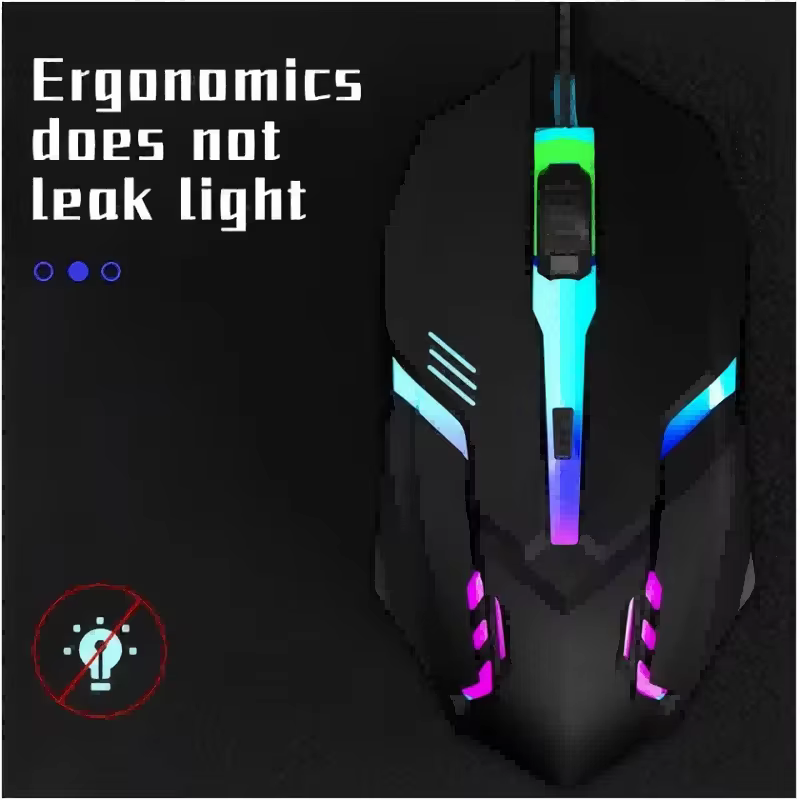 Ergonomic Wired Gaming Mouse with Adjustable DPI and Optical Sensor in black, view 4