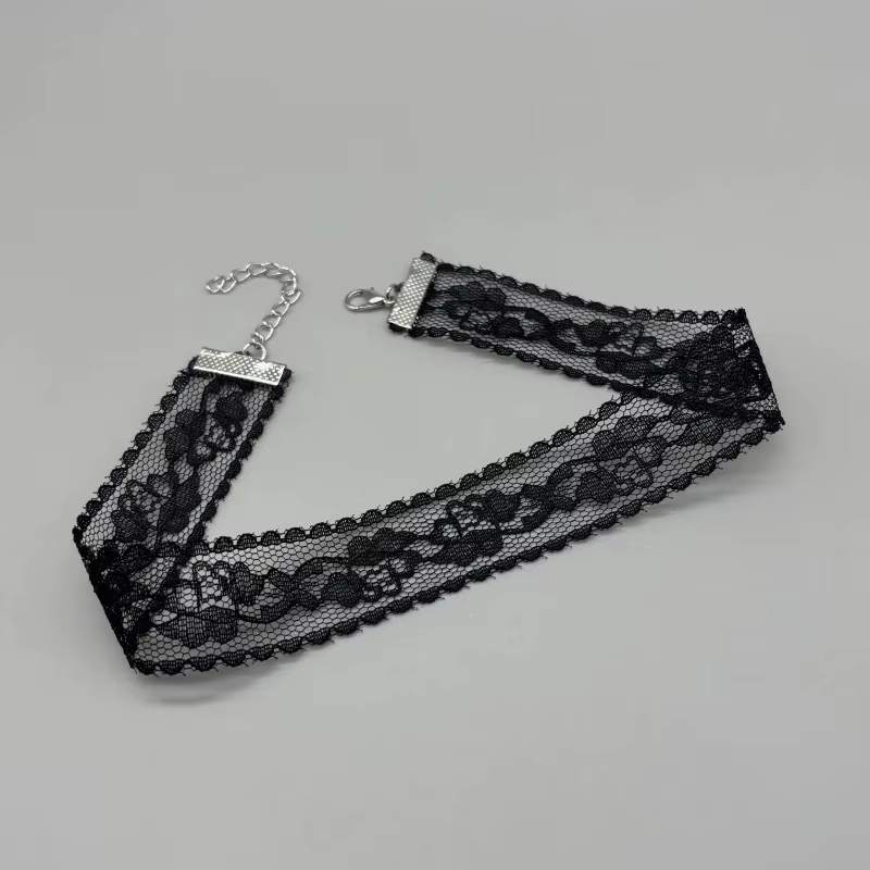 Everyday Classic Lace Rose Flower Necklace for Women in black