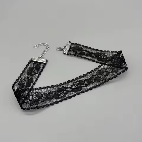 Everyday Classic Lace Rose Flower Necklace for Women black