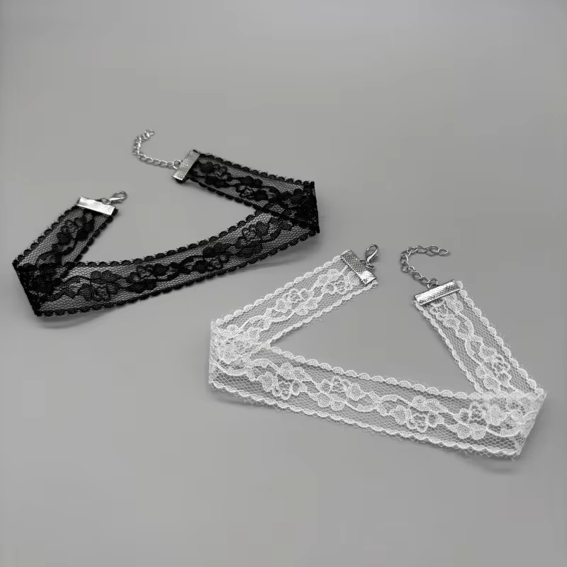 Everyday Classic Lace Rose Flower Necklace for Women in white
