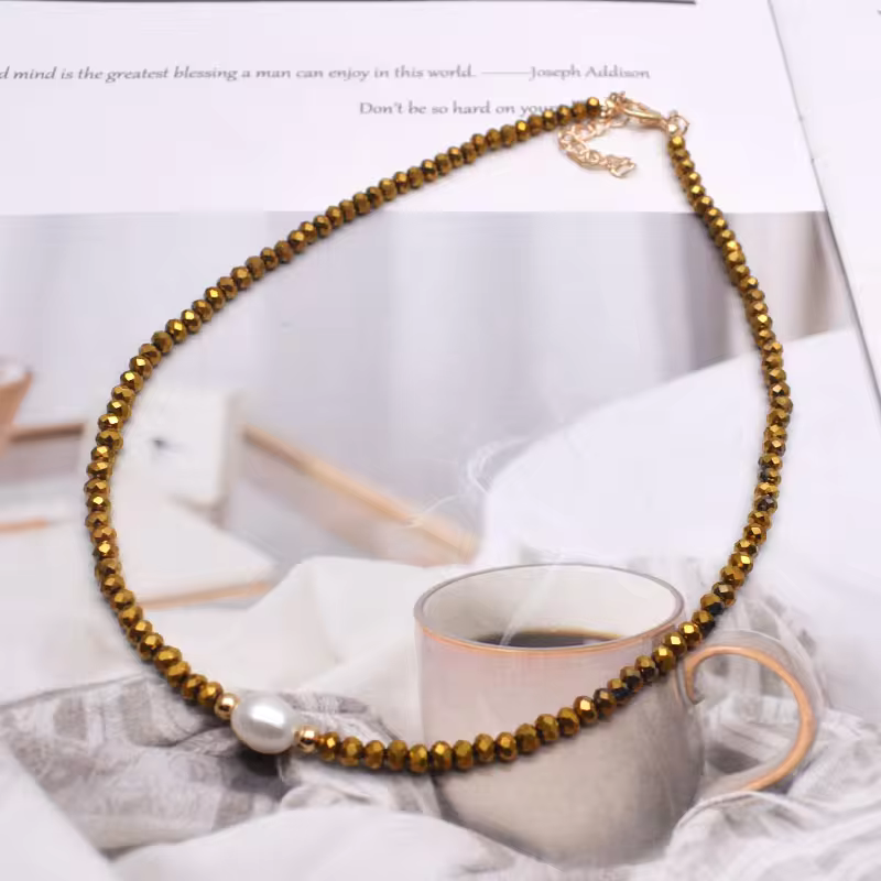 Freshwater Pearl Necklace - Classic Hand-Knotted Single Strand with Sterling Silver/Golden Clasp in 5