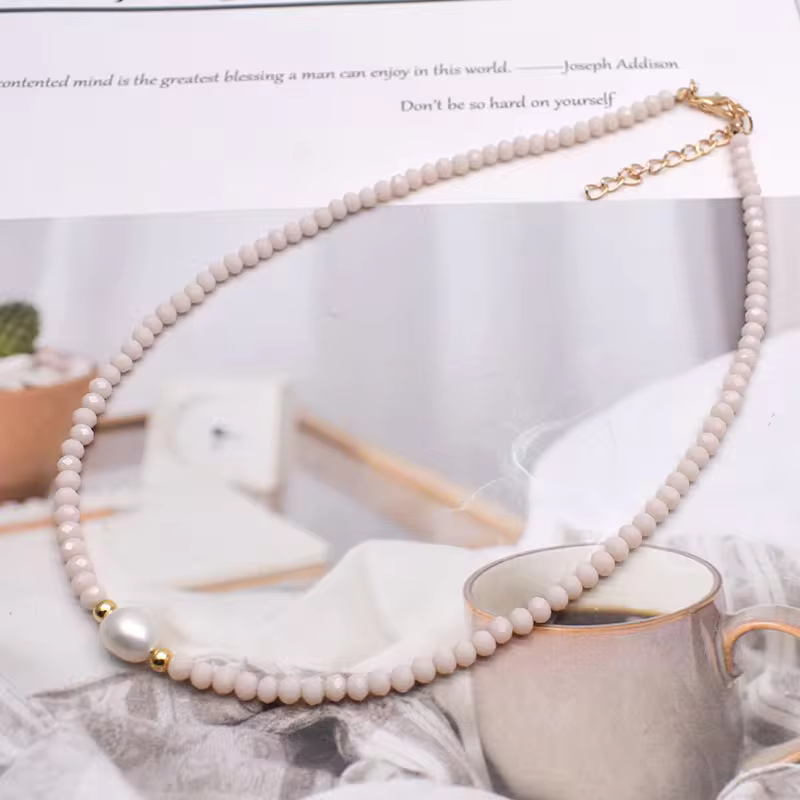 Freshwater Pearl Necklace - Classic Hand-Knotted Single Strand with Sterling Silver/Golden Clasp in 16, view 3