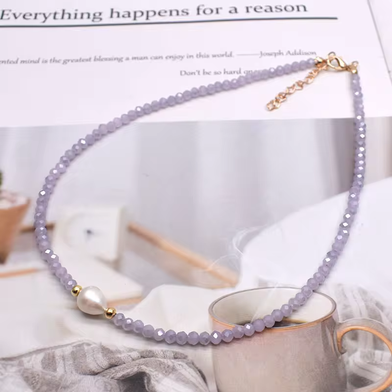 Freshwater Pearl Necklace - Classic Hand-Knotted Single Strand with Sterling Silver/Golden Clasp in 9