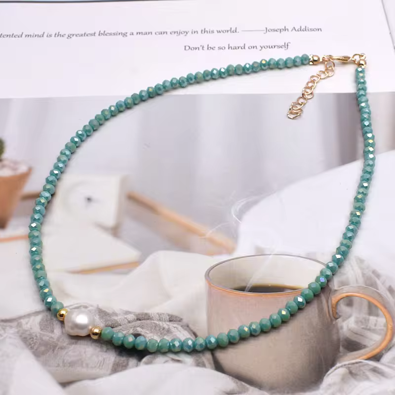 Freshwater Pearl Necklace - Classic Hand-Knotted Single Strand with Sterling Silver/Golden Clasp in 8