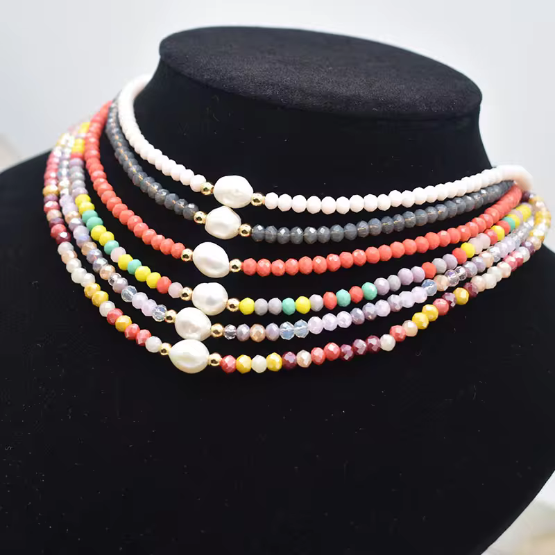 Freshwater Pearl Necklace - Classic Hand-Knotted Single Strand with Sterling Silver/Golden Clasp in 16