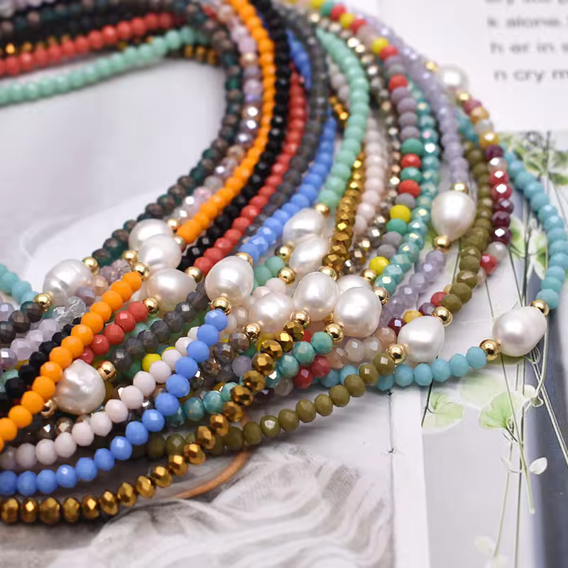 Freshwater Pearl Necklace - Classic Hand-Knotted Single Strand with Sterling Silver/Golden Clasp in 16, view 2