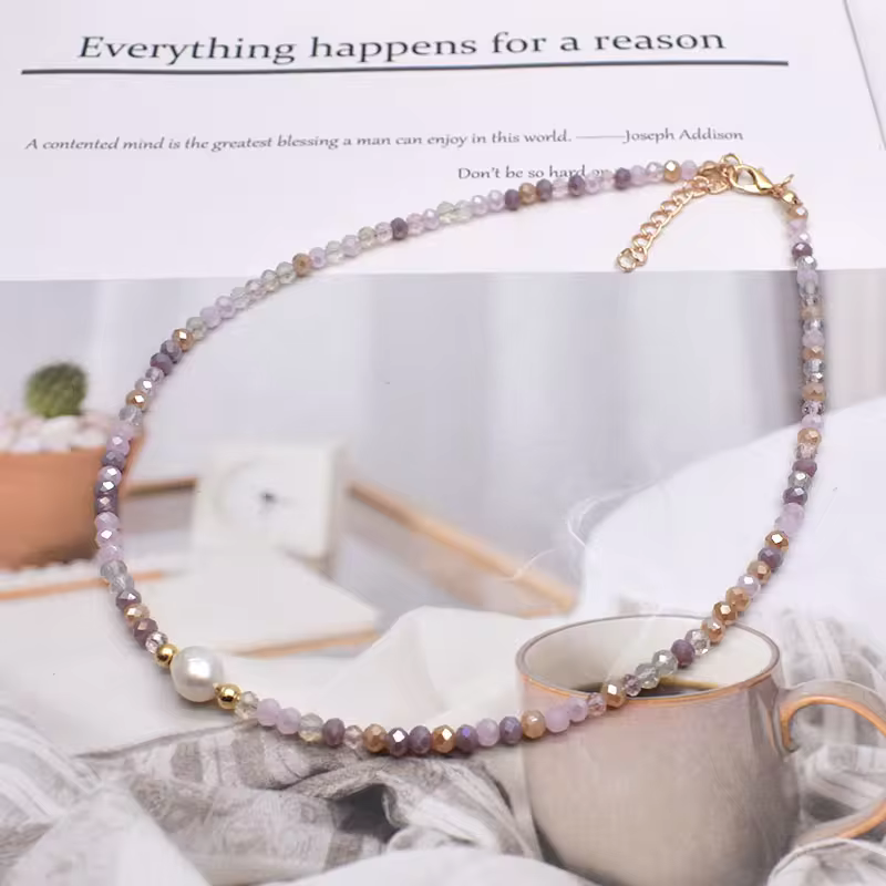 Freshwater Pearl Necklace - Classic Hand-Knotted Single Strand with Sterling Silver/Golden Clasp in 3