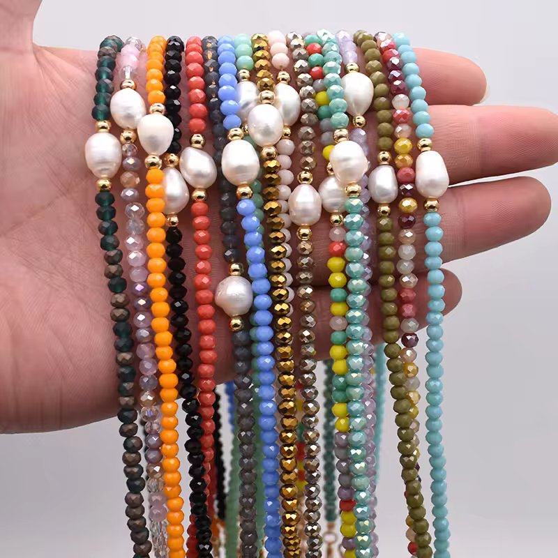 Freshwater Pearl Necklace - Classic Hand-Knotted Single Strand with Sterling Silver/Golden Clasp in 18
