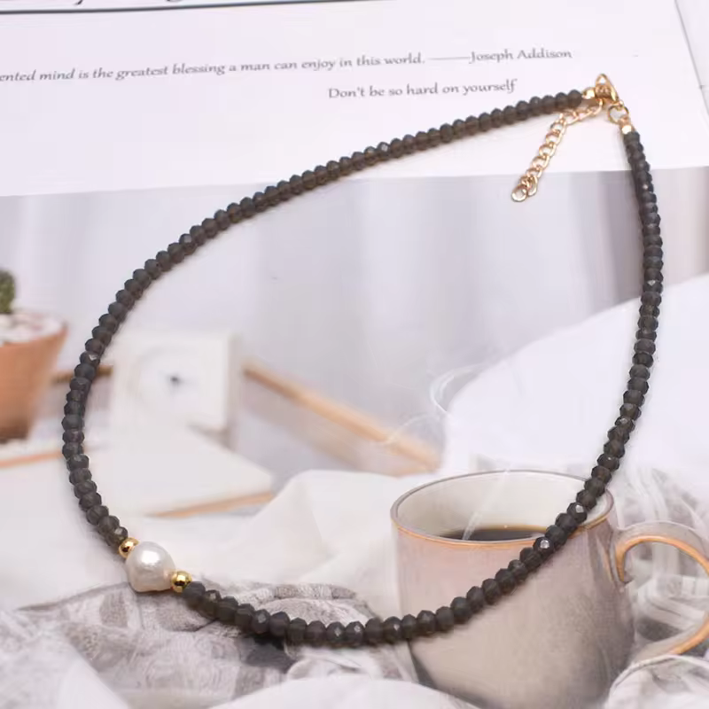 Freshwater Pearl Necklace - Classic Hand-Knotted Single Strand with Sterling Silver/Golden Clasp in 10
