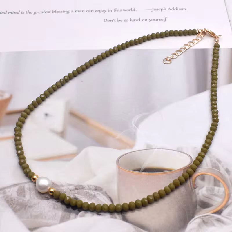 Freshwater Pearl Necklace - Classic Hand-Knotted Single Strand with Sterling Silver/Golden Clasp in 15, view 4