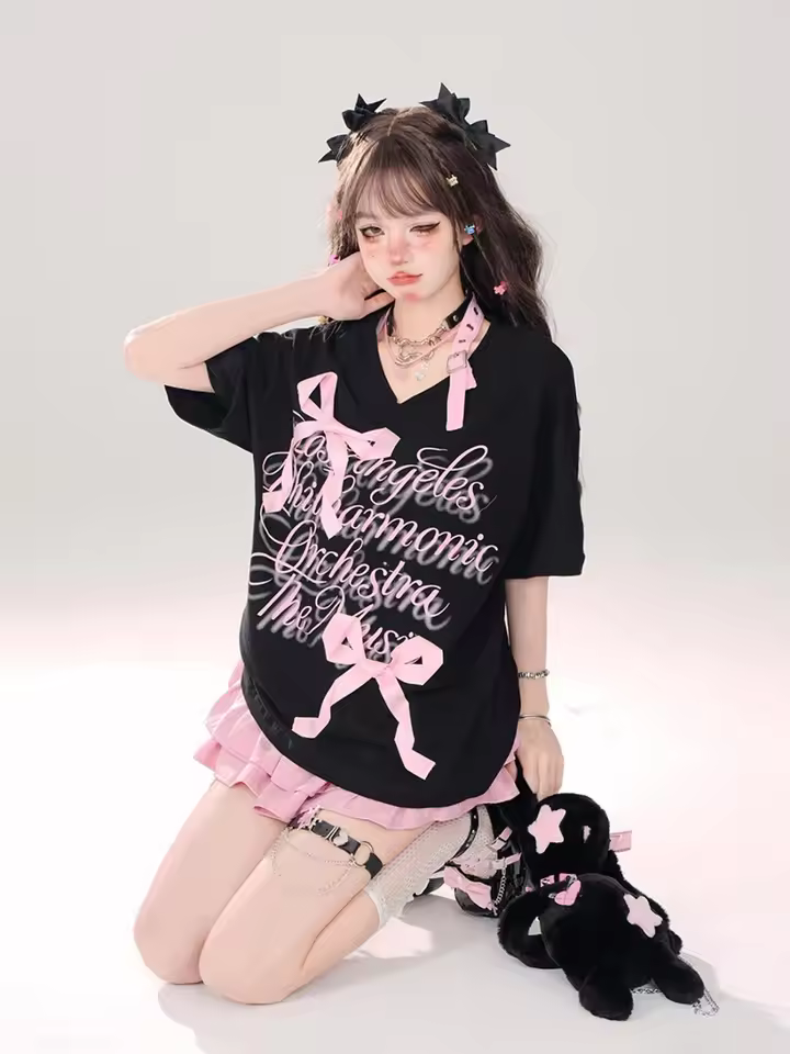 Goth Pink Skirt with Lace Trim and Pleated A-Line Silhouette in Pink, view 12