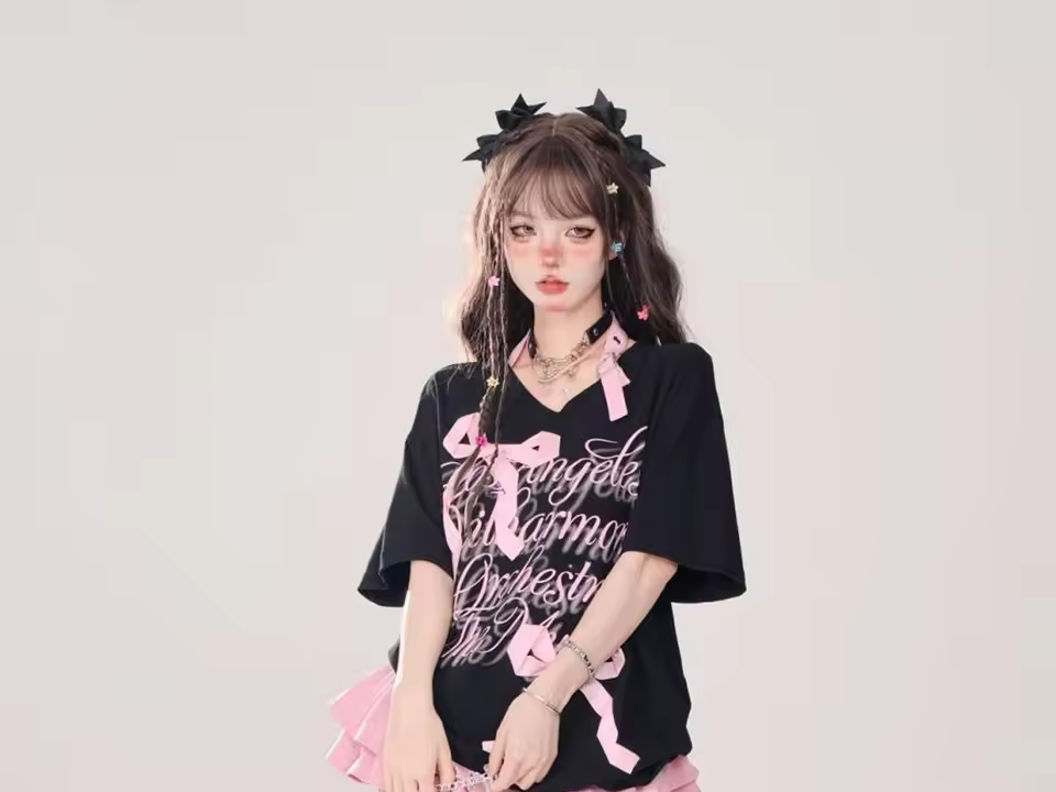 Goth Pink Skirt with Lace Trim and Pleated A-Line Silhouette in Pink, view 14