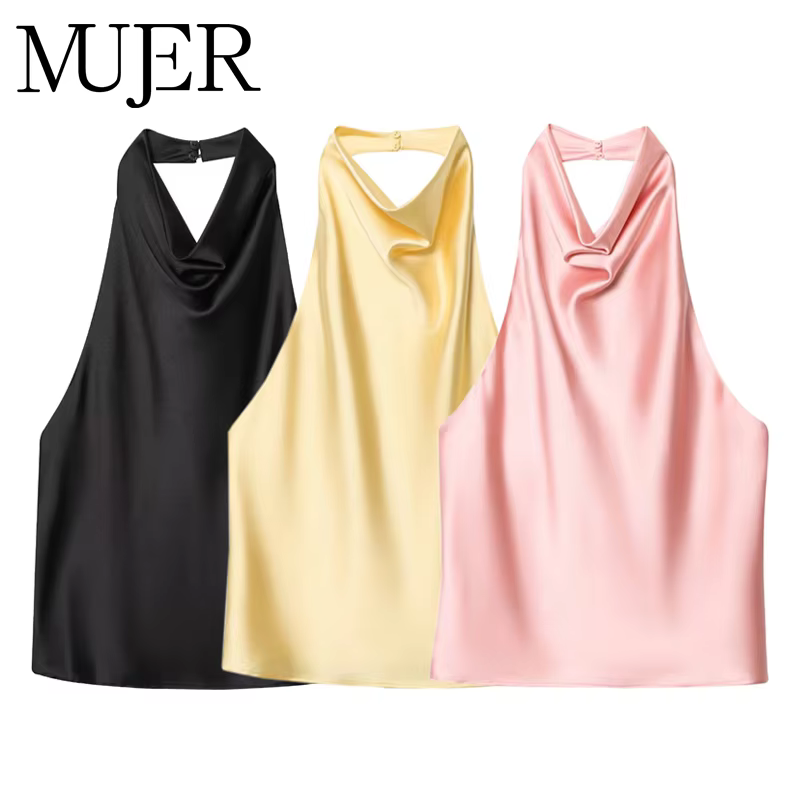 Halter Tops for Women - Sleeveless Casual Summer Necktie Top