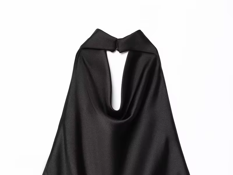 Halter Tops for Women - Sleeveless Casual Summer Necktie Top in black, view 2