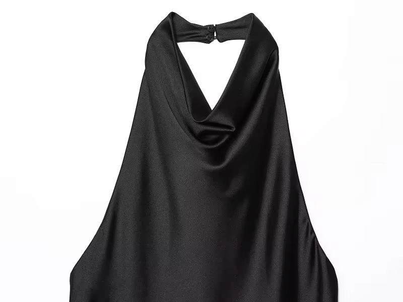 Halter Tops for Women - Sleeveless Casual Summer Necktie Top in black, view 3